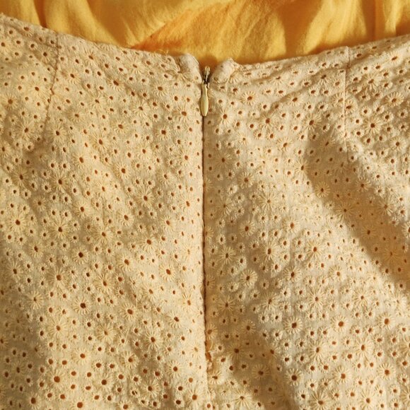 Mooloola summer dress women's size 8 yellow perforated floral lining cotton - Picture 11 of 15